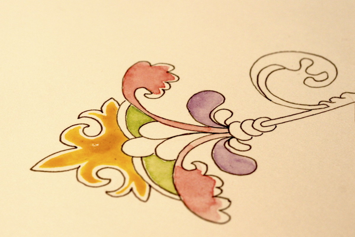 romanesque-inspired gilded doodle