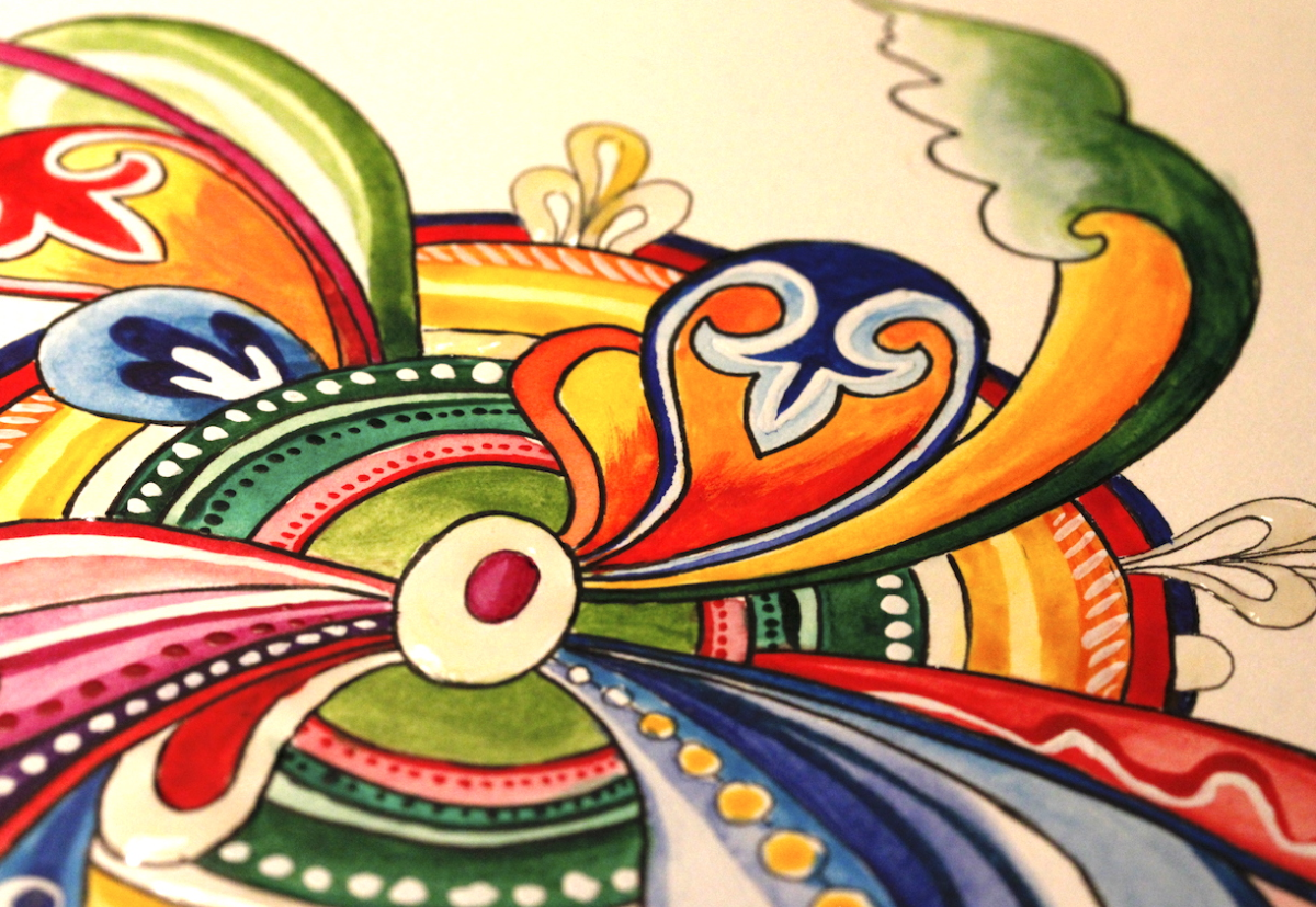 romanesque-inspired gilded doodle