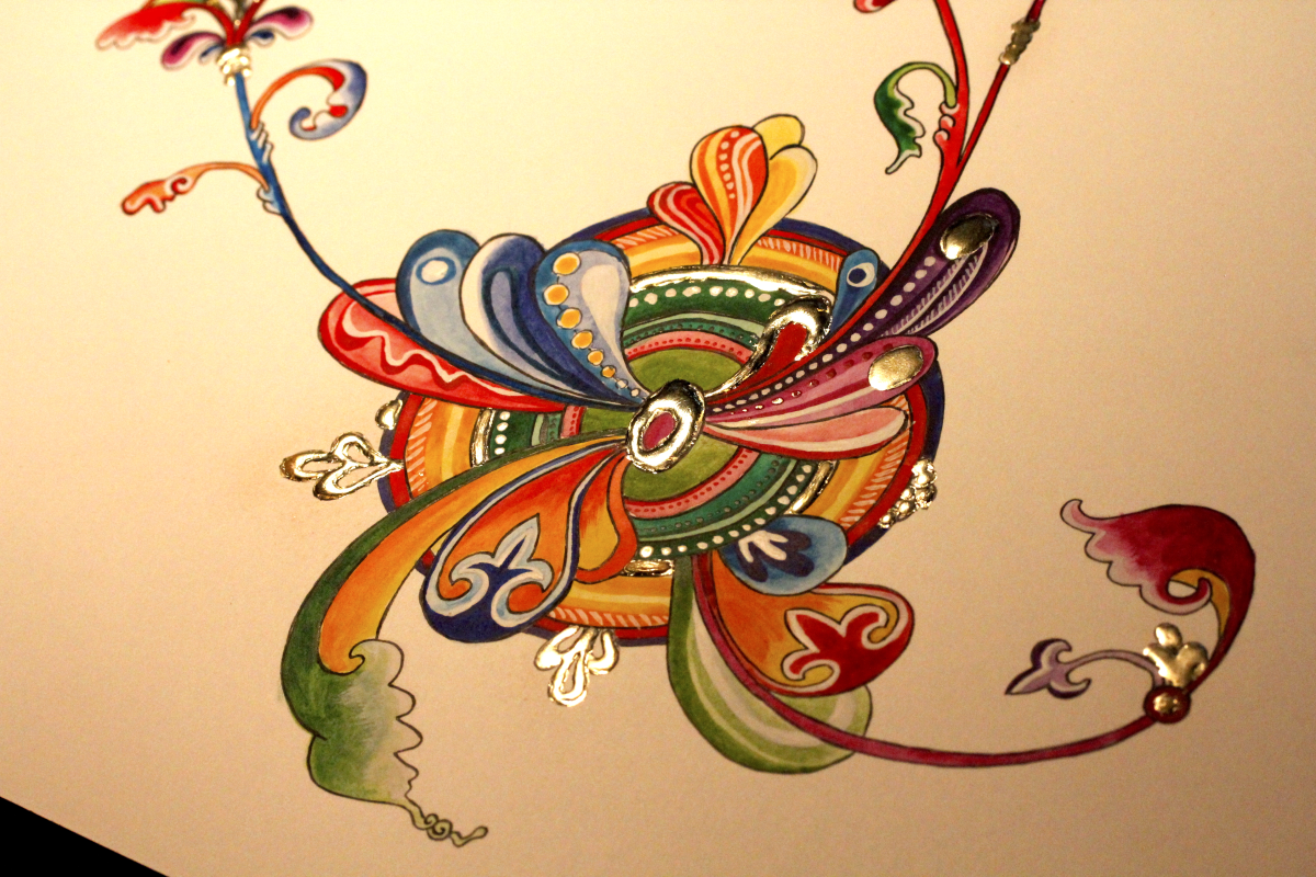 romanesque-inspired gilded doodle