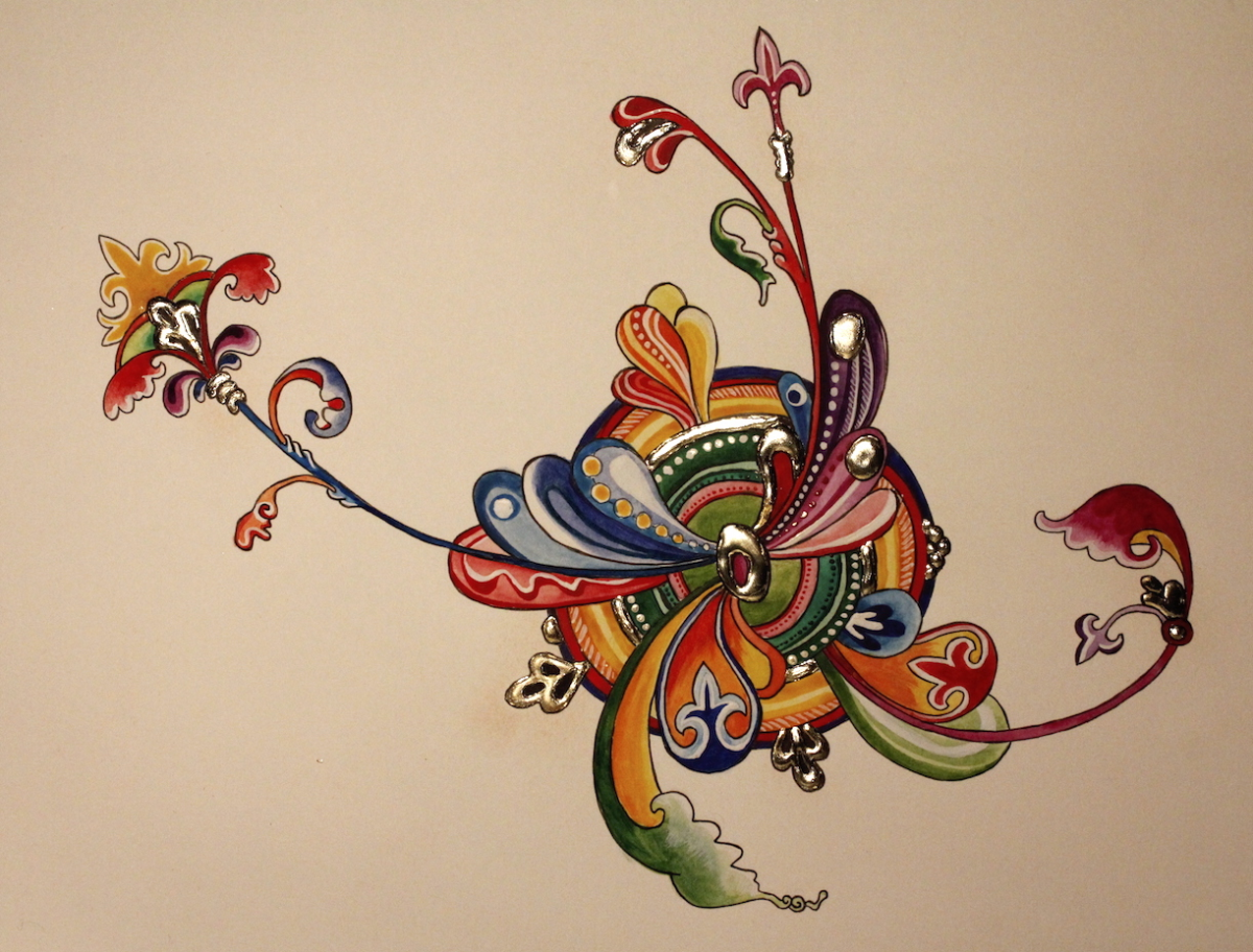 romanesque-inspired gilded doodle