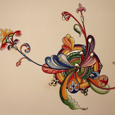 romanesque-inspired gilded doodle