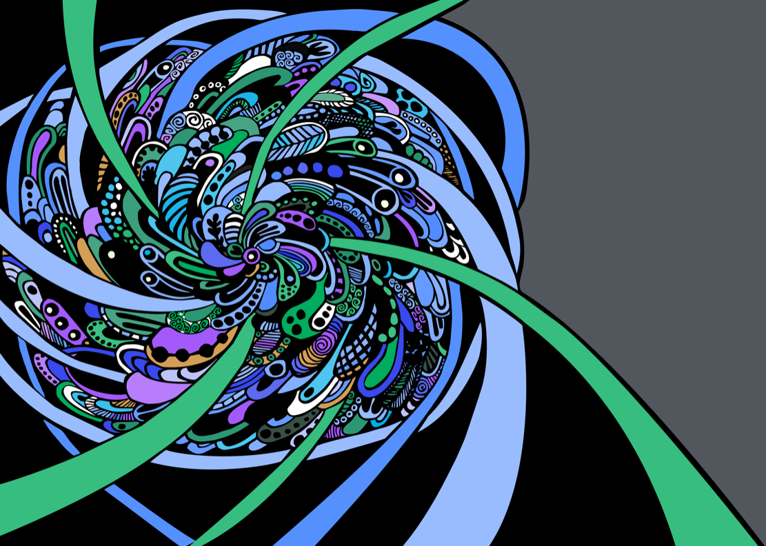 digital doodle blue